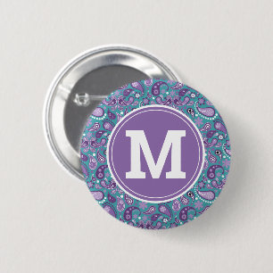 Cute Shabby Chic Purple and blue Paisley 6 Cm Round Badge