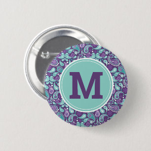 Cute Shabby Chic Purple and blue Paisley 6 Cm Round Badge