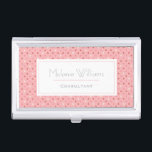 Cute Shades of Pink Dots Personalised Business Card Holder<br><div class="desc">Cute business card holder to personalise with name and job title.</div>