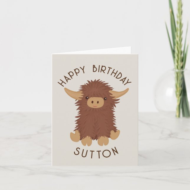 Cute, shaggy Highland cow custom Card (Front)