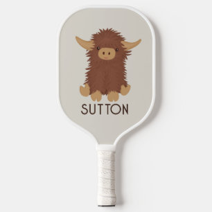 Cute, shaggy Highland cow custom design Pickleball Paddle