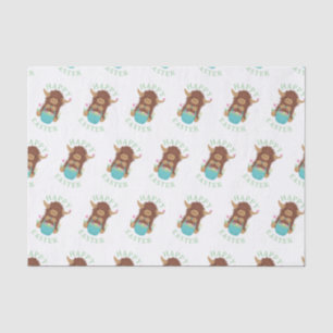 Cute, shaggy Highland cow Easter basket design Tissue Paper