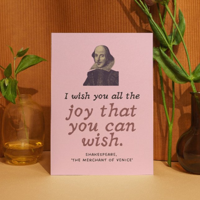 Cute Shakespeare Joy Quote Dark Academia Birthday Card (Creator Uploaded)
