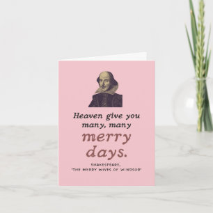 Cute Shakespeare Merry Days Theatre Pink Birthday Card