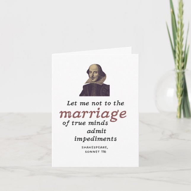 Cute Shakespeare Quote Literary Wedding Engagement Card (Front)