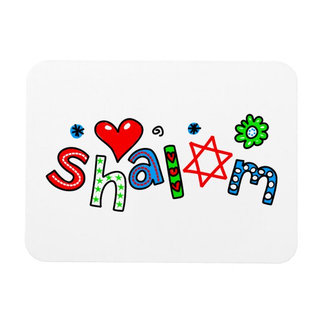 Cute Shalom Greeting Text Expression Magnet (Horizontal)