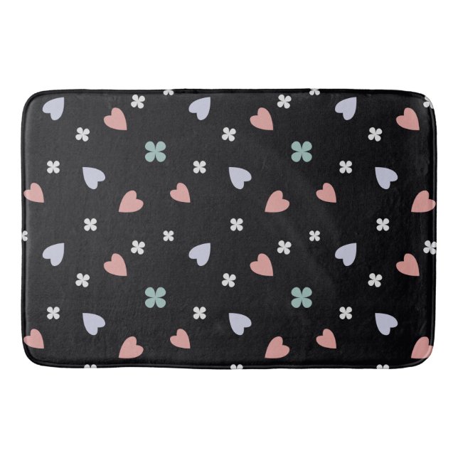 Cute Shamrock Hearts Lucky Love Pattern Bath Mat (Front)