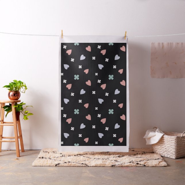 Cute Shamrock Hearts Lucky Love Pattern Fabric (In Situ)