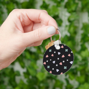 Cute Shamrock Hearts Lucky Love Pattern Key Ring