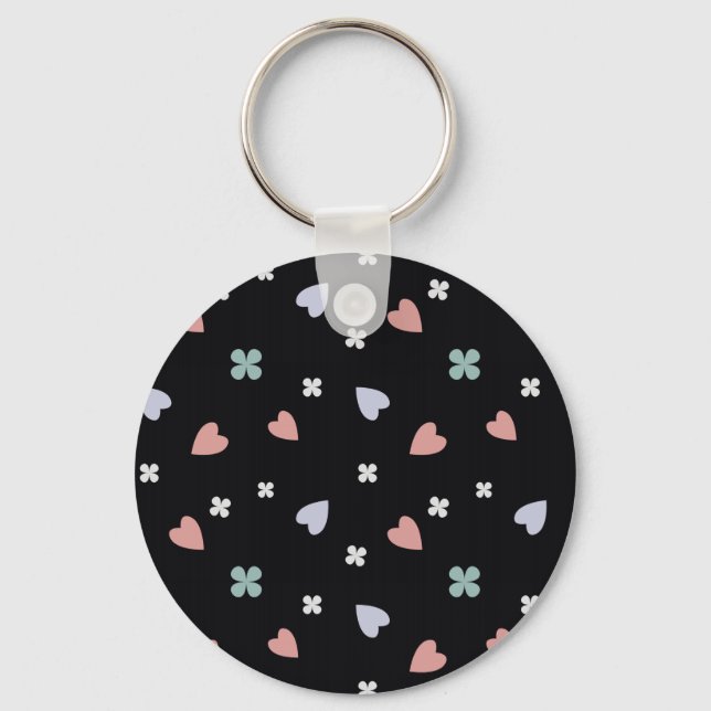 Cute Shamrock Hearts Lucky Love Pattern Key Ring (Front)