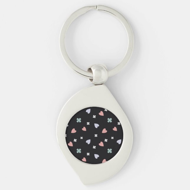 Cute Shamrock Hearts Lucky Love Pattern Key Ring (Front)