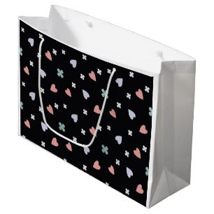 Cute Shamrock Hearts Lucky Love Pattern Large Gift Bag