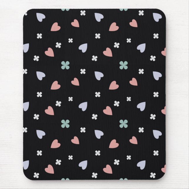 Cute Shamrock Hearts Lucky Love Pattern Mouse Pad (Front)