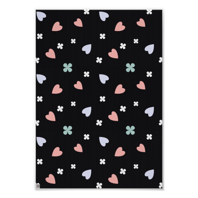 Cute Shamrock Hearts Lucky Love Pattern Photo Print (Front)