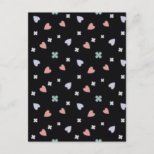 Cute Shamrock Hearts Lucky Love Pattern Postcard