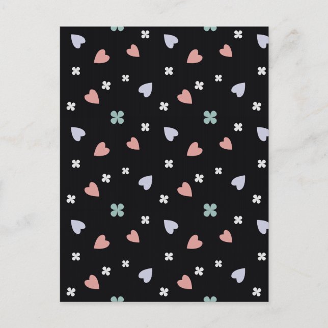 Cute Shamrock Hearts Lucky Love Pattern Postcard (Front)