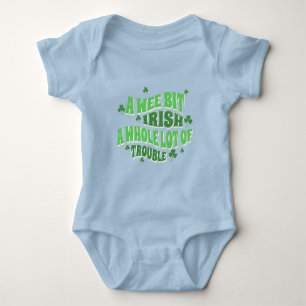Cute Shamrock Irish Trouble St Patrick's Day Baby Bodysuit