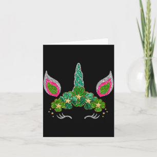 Cute Shamrock Irish Unicorn Face Tee St.patrick's  Card