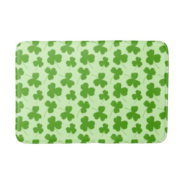 Cute Shamrock Pattern Green Bath Mat (Front)