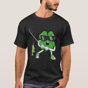 Cute Shamrock Plays Fishing For Fun St Patricks Da T-Shirt