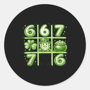 Cute shamrock tic tac toe heart 6 7 st patricks da classic round sticker