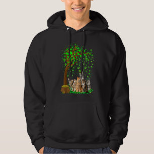Cute Shamrock Tree Cats Lucky Coin Pot Irish St Pa Hoodie