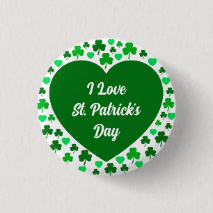 Cute Shamrocks and Hearts Green St. Patrick's Day 3 Cm Round Badge