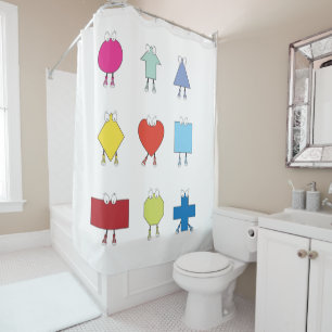 Cute Shape Characters Illustration Design Shower Curtain