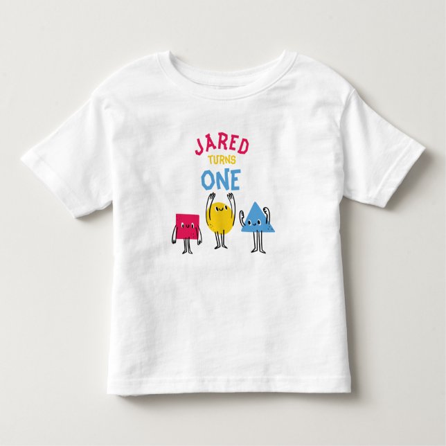 Cute Shapes First Birthday Celebration Toddler T-Shirt (Front)