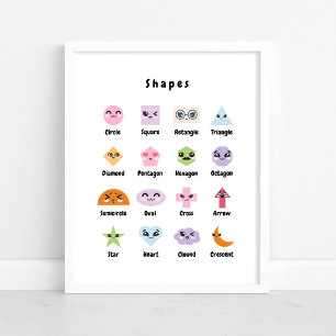 Cute Shapes Nursery Education   Cute Pastel Shapes Poster