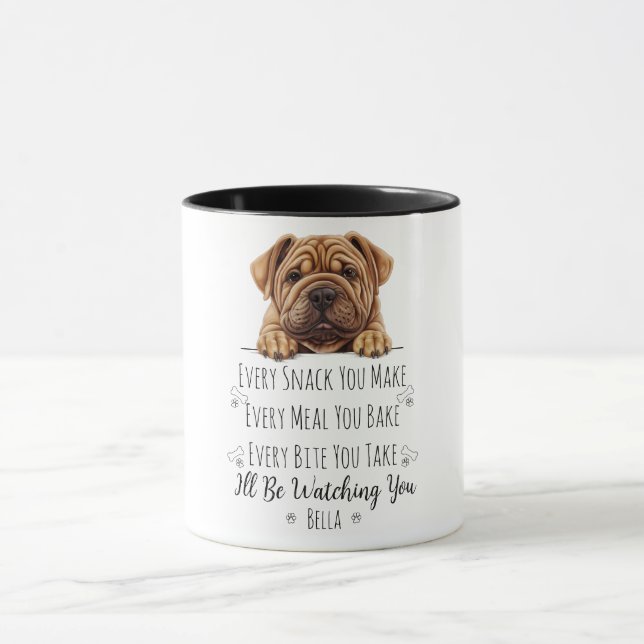 Cute Shar Pei Dog Funny Custom Mug (Center)