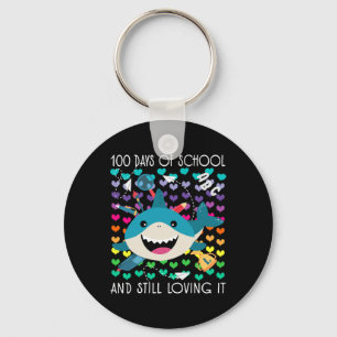 Cute Shark 100 Days Of School And Still Loving It Key Ring