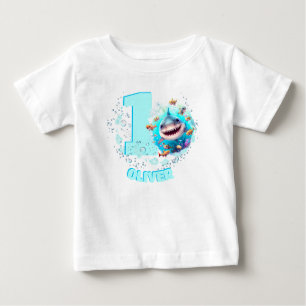 Cute Shark 1st Birthday Personalised Boy Baby T-Shirt