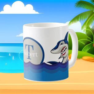 Cute shark add monogram coffee mug