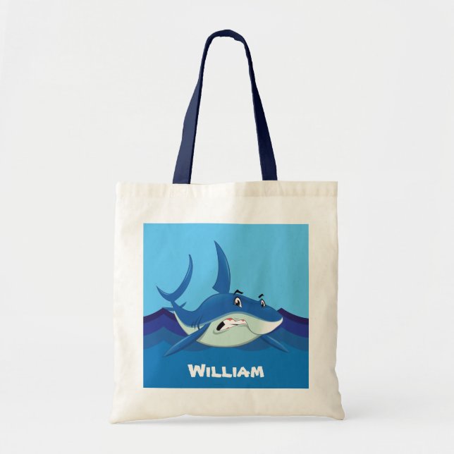 Cute shark add name Tote Bag (Front)