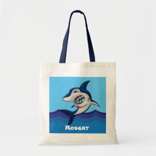 Cute shark add name tote bag