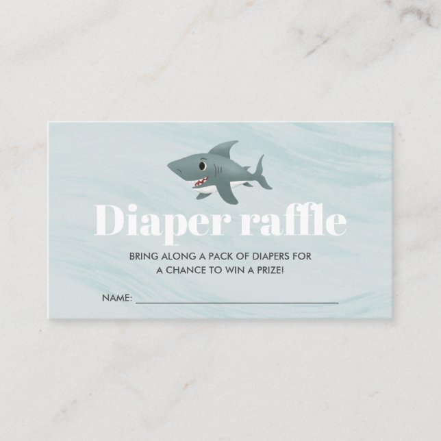 Cute Shark Baby Shower Diaper Raffle Enclosure Card (Front)