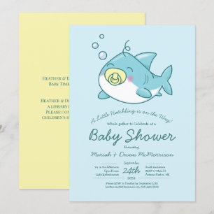 Cute Shark Baby Shower Kawaii Invitation