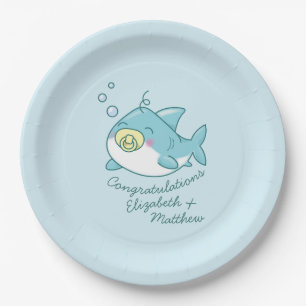 Cute Shark Baby Shower Kawaii Paper Plate