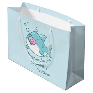Cute Shark Baby Shower Kawaii Pink Girl Large Gift Bag