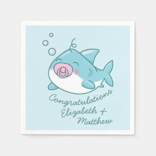 Cute Shark Baby Shower Kawaii Pink Girl Napkin