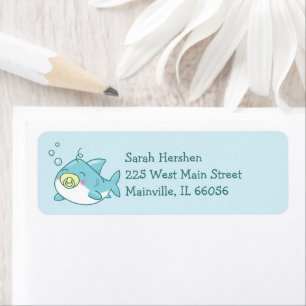 Cute Shark Baby Shower Kawaii Return Address Label