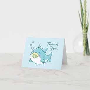 Cute Shark Baby Shower Kawaii Thank You Card