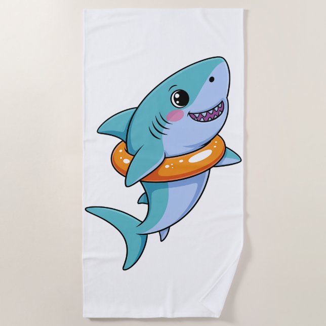 Cute Shark Baby With Float | Kids Beach Towel (Front)