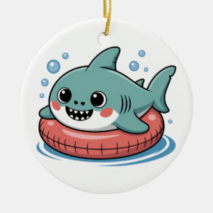 Cute Shark Baby With Float   Kids Ceramic Ornament
