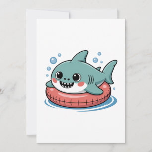 Cute Shark Baby With Float Kids Invitation