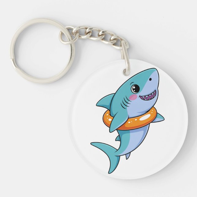 Cute Shark Baby With Float | Kids Key Ring (Front)
