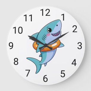Cute Shark Baby With Float Kids Large Clock