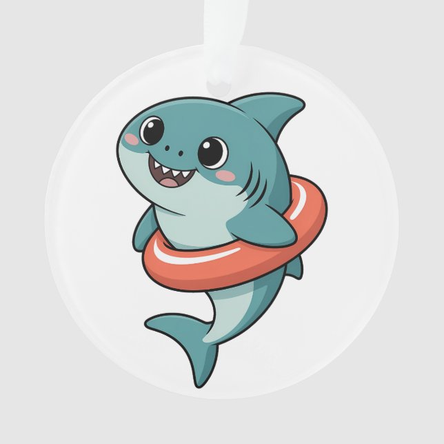Cute Shark Baby With Float | Kids Ornament (Front)
