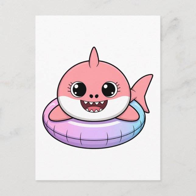 Cute Shark Baby With Float | Kids Postcard (Front)